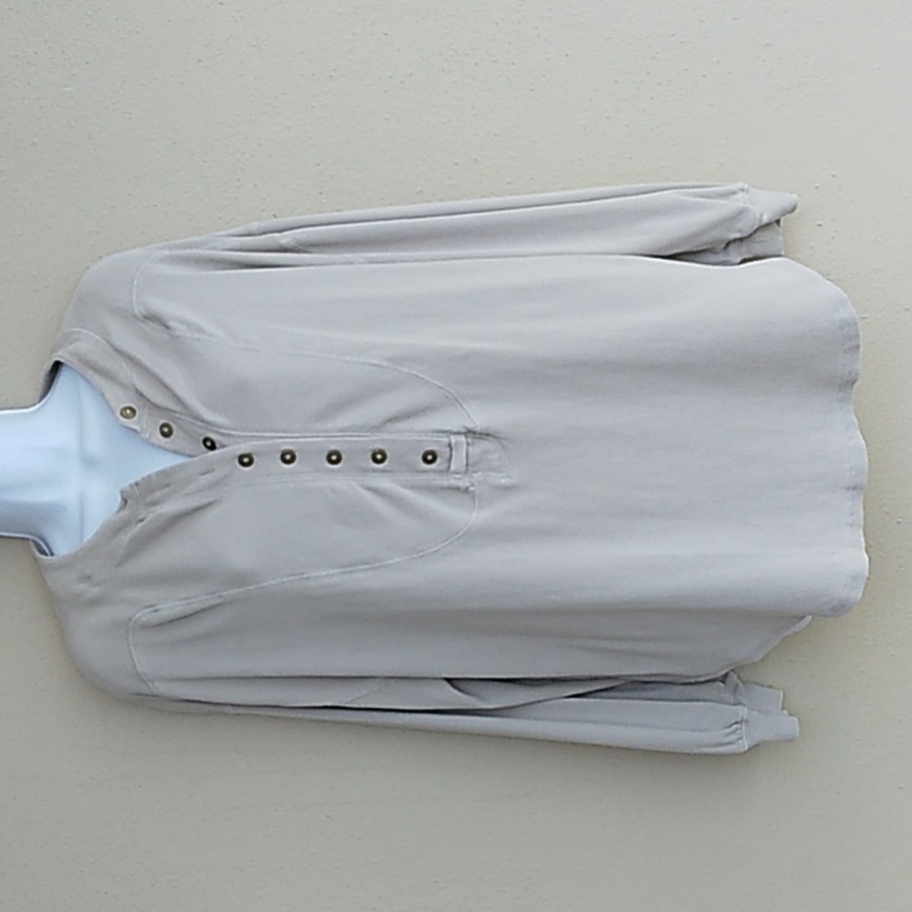 Free People Ribbed Henley Top Long Sleeve Oversized Layer Medium